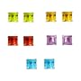 10k Yellow Gold 5 Piece Individually Boxed 5mm Princess Cut Citrine, Blue Topaz, Peridot, Amethyst & Garnet Earrings
