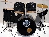 HB Drums Midnite Series Birch 7 Pc Drum Set Black Hardware