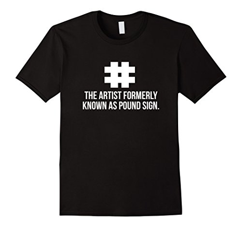 Men's The Artist Formerly Known as Pound Sign Funny Hashtag Shirt Large Black