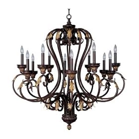 Monaco Twelve Light Candle Chandelier in Windsor Bronze Shades: Yes