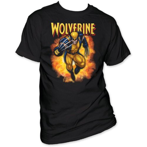 Marvel Comics The X-Men Wolverine Adult Black Tee L