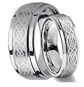 His & Her's 8MM/6MM Tungsten Carbide Wedding Band Ring Set w/Laser Etched Celtic Design (Available Sizes 4-14 Including Half Sizes)
