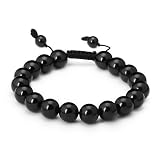 12mm 8-10 Mens Adjustable Black Obsidian Mala Power Bead Bracelet
