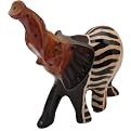 Stone Elephant with Painted Stripe Pattern