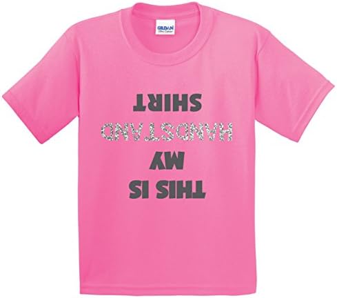 Gildan Youth T-Shirt - This Is My Handstand with Glitter L Safety Pink