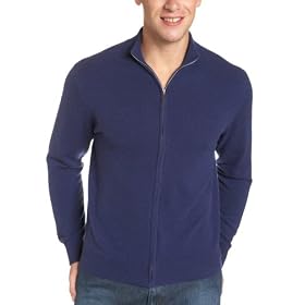 Red Moon Men's 100% Cashmere Full-length Zipper Cardigan Sweater