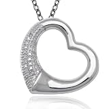 Sterling Silver Diamond Accent Open Heart Pendant, 18