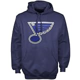 NHL Majestic St. Louis Blues Navy Blue Felt Tek Patch Pullover Hoody Sweatshirt (Small)