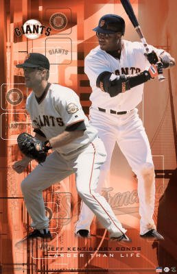 (22x35) San Francisco Giants Jeff Kent Barry Bonds Larger Than Life Sports Poster Print