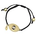 Black Braided Fashion Cord Bracelet with Gold Plated and Black Evil Eye In Center - Adjustable Length