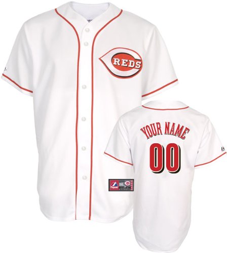 MLB Men's Cincinnati Reds Replica Jersey Personalized (White, 36/Small)