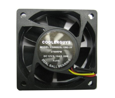 Coolerguys 60x25mm Ultra Quiet Low Speed Dual Ball Bearing Fan CG06025L12B2-3Y