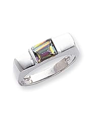 Art and Craft Supply: 10k White Gold Mystic Fire Topaz Ring - Hazrati