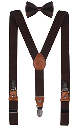 BODY STRENTH Little Boys Bow Tie and Clip On Suspenders for Kids Child