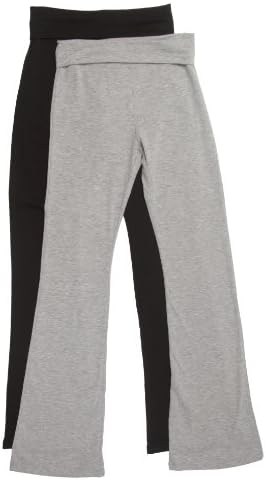 2 Pack Popular Basic Women's Fold Down Waist Yoga Pants Large Black, H Gray
