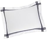 Peacock Alley Luxury Linens Bravado 400-Thread-Count 100-Percent Egyptian Cotton Percale Standard Pillow Sham, Navy