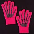 Pink Unisex Gloves with Skeleton Hand Print