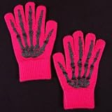 Pink Unisex Gloves with Skeleton Hand Print