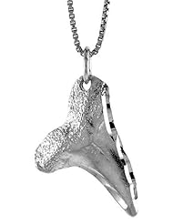 Sterling Silver Shark Tooth Pendant, 1 inch Tall