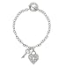 Sterling Silver CZ Heart & Key Toggle Bracelet