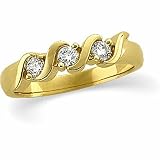 14K Yellow Gold Diamond Three-Stone Anniversary Band - 0.30 Ct.