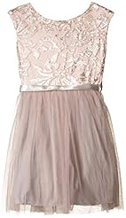 Girls Brocade/Nylon Sequined Party Dress  With a Ribbon 