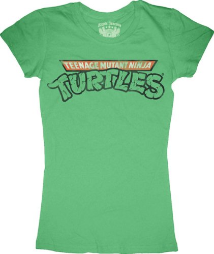  Teenage Mutant Ninja Turtles TMNT Classic Movie TV Series Distressed Logo Ladies Juniors Tee T-shirt