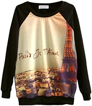 Pink Queen Unisex Tour Eiffel Printed Crewneck Pullover Sweatershirts