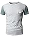 H2H Mens Slub Cotton Crew Neck T-shirts with Non-pocket