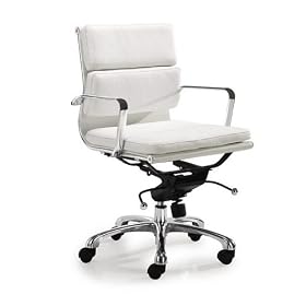 Low Back Chrome Frame Chair With White Cushions