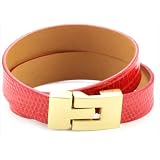 Leighelena Jigsaw Red Lizard Buckle Double-Wra