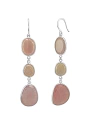 Sterling Silver Multi-Colored Sapphire Sliver Drop Earrings