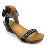 Salt n Pepper Ella Black Womens Wedge Sandals