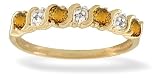 14K Yellow Gold Genuine Round Citrine and Diamond Ring