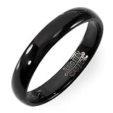 Tungsten Carbide Men's Ladies Unisex Ring Wedding Band 4MM Black Plating Dome Shaped Shiny Comfort Fit (Available in Sizes 5 to 12)