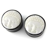 Evolatree - Buddha - Bone & Wood - Gauge Earrings - Plugs (See Size Options)