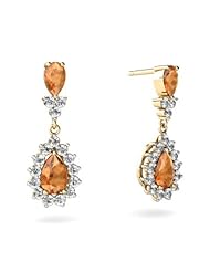Genuine Fire Opal 14kt Yellow Gold Dangle Drop Earrings