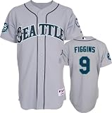 Chone Figgins Jersey: Adult Majestic Road Grey Authentic Seattle Mariners Jersey with 35th Anniversary Patch