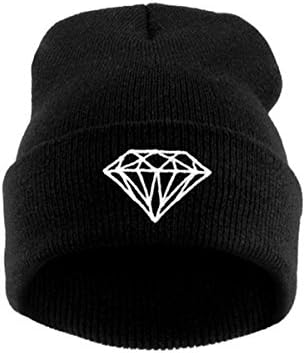 Women's Men's Hat Unisex Warm Winter Knit Fashion Cap Hip-hop Beanie Hats Black (DIAMOND)