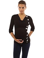 PattyBoutik Mama Cowl Neck Buttons Maternity Tunic Top
