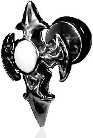 Urban Male Black Stainless Steel Fake Ear Expander Stud Earring Tribal Cross Design