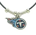 Tennessee Titans Leather Necklace w/Beads & Pewter Pendant - NFL Football Fan Shop Sports Team Merchandise