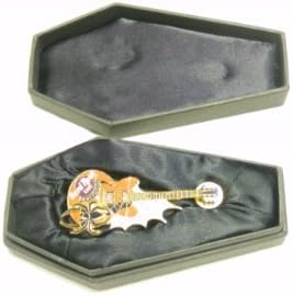 Hard Rock Cafe Halloween 1999 Spider Hollywood Guitar, with Spider Web, in Black Case Coffin, Spooky HRC Pin