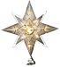 Kurt S. Adler 10-Light 10.5" Capiz Four Point Double Star Christmas Tree Topper with Glass Nugget Centerpiece in Brass Finish