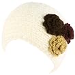 Winter 3 Flower Adjustable Hand Knit Handmade Wide Headwrap Headband Ski White
