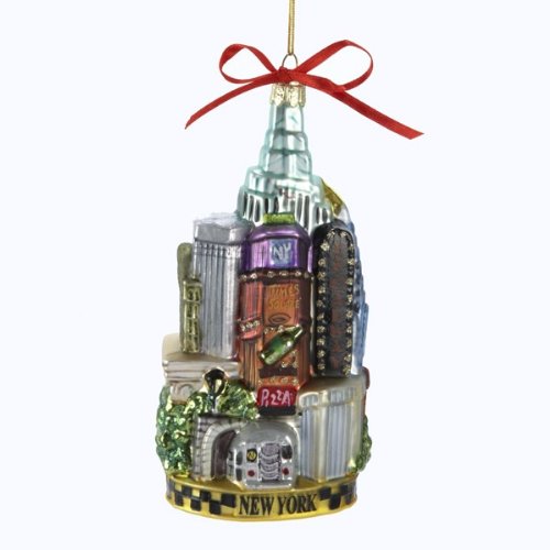 Kurt Adler C4055 New York Glass Cityscape Ornament, 5-1/2-Inch