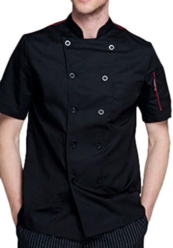 Wantdo Unisex Five-star High Quality Short Sleeve Chef's Jacket(Black,S)