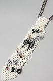 woman Bow tie:Betsey Johnson The Vintage Betsey Pearl Bow Tie Necklace,Jewelry for Women, One Size,Pearl