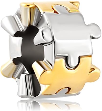 Sterling Silver Puzzle Autism Jigsaw Charms Monster Antique Finish New Jewelry Beads Fit Pandora Bracelet