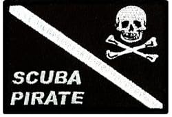 Scuba Pirate Patch Embroidered Iron On Diving Jolly Roger Skull Crossbones Emblem Souvenir